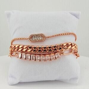 Bomb Party Luxe Layers Bracelet "Success Is The Only Option" Clear CZ Rose Gold